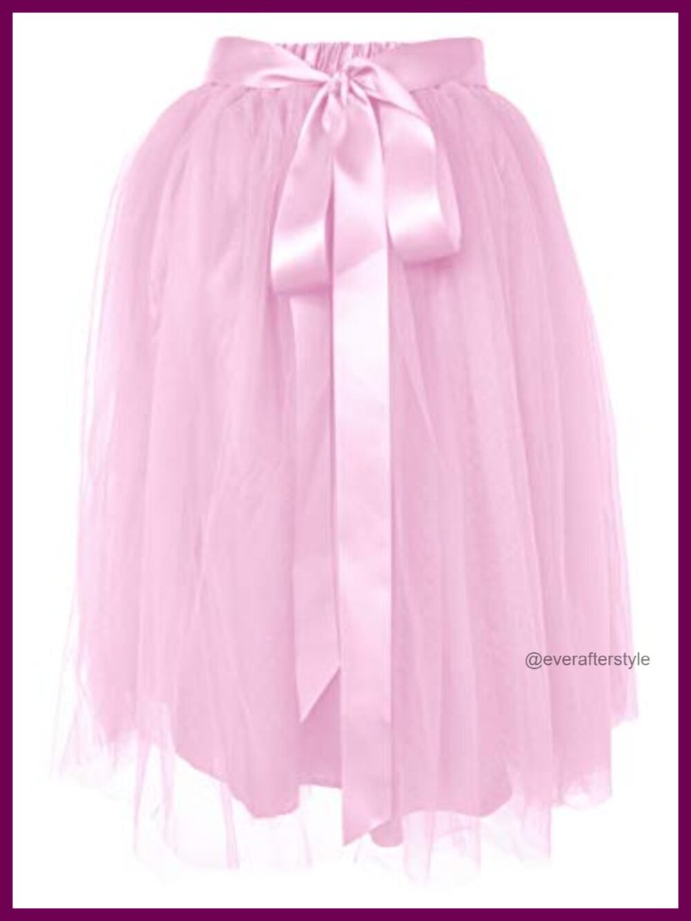 Women A-Line Tulle Tutu Skirt Knee Length Elastic Waist Satin Lined